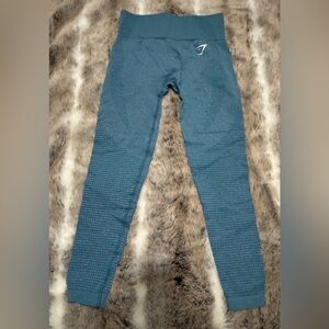 Gymshark Women’s Teal Blue Textured Leggings-Size Small